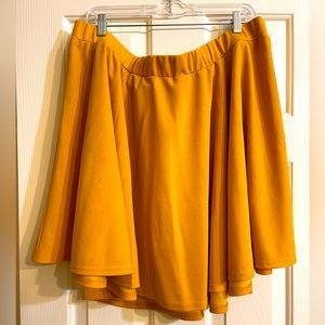 NWOT Ritera Mustard Yellow Elastic Waist Flared Skater Skirt 3X